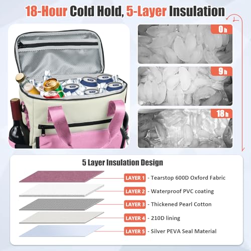 Image of Backpack Cooler for Women, AYAMAYA Stylish 35 Cans Leakproof Soft Cooler Backpack, Waterproof Insulated Lunchbox Shoulder Bag Keeps Cold for Up to 18 Hours for Camping, Beach, Work, Picnic, Travel