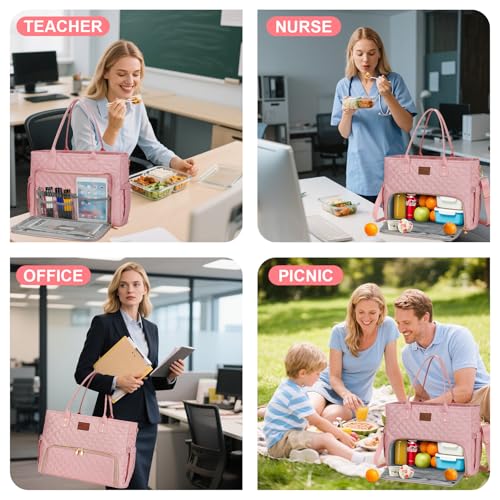 KKXIU Lunch Tote Bag for Women, Work Laptop Tote with Insulated Lunch Box - image 4