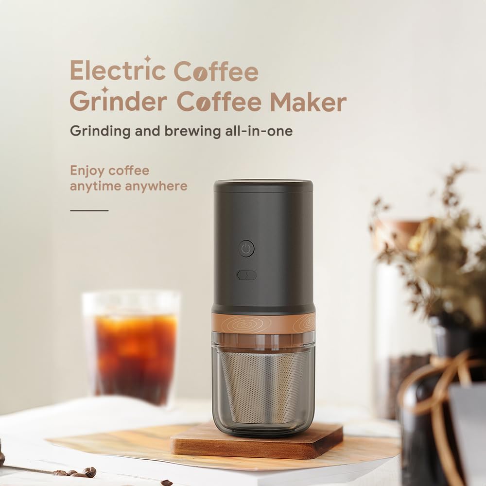 Molinillo eléctrico Molinillo de café eléctrico, 25 velocidades, ajustable, 24 W, portátil, recargable por USB, molinillo de granos de café con núcleo de acero inoxidable, cepillo de limpieza pa