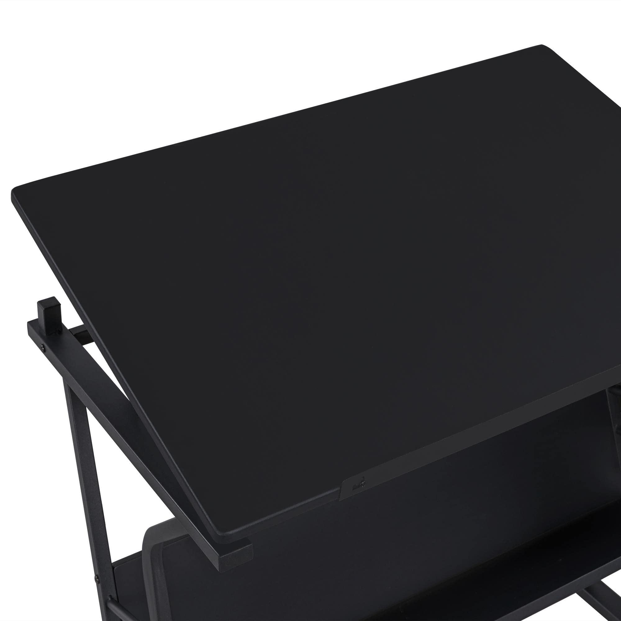 Yaheetech Set Tavolo da Disegno Inclinabile con Sgabello con 3 Cassetti Vassoio Toggle Scrivania per Disegnatore Architetto Pittore Ingegnere Nero