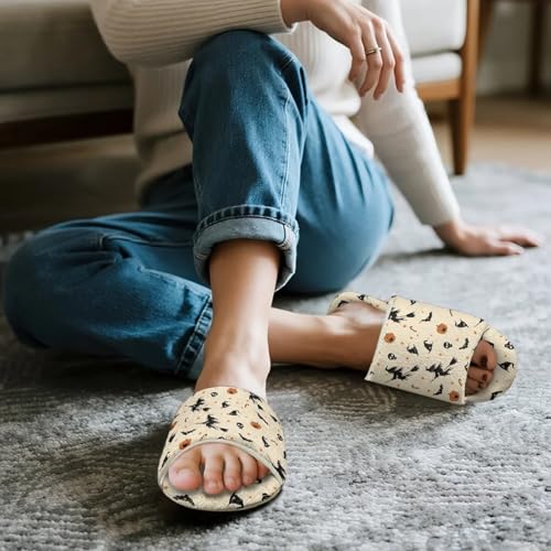 Slippers for Women Men Fuzzy Open-Toe Slippers Warm Cloth Bottom Indoor House Shoes Soft Winter Shoes 36-453
