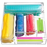 Zip lock Bag Storage Organizer Acrylic Brightroom Drawer Storage Upgraded Design Gallon Quart Sandwich Snack Fit Zip Bags & All Food Bags Brands, Clear Plastic Kitchen Baggie Dispenser With 6 Clips