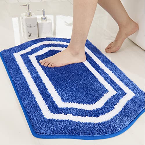 Tapis de bain antidérapant bleu absorbant grand format - 2