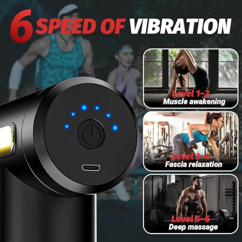 Image of Massage Gun | Deep Tissue Handheld Massagers | 4 Massage Heads | 6 Adjustable Speeds | Massagers for Muscle Pain Relief Recovery | Percussion Massage therapy | Massage Gun for Back Leg & Full Body