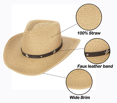 Toddler Straw Cowboy Cowgirl Hat for Boys Girls Western Straw Sun Hat with Chin Strap (2-4T;5-9T)2
