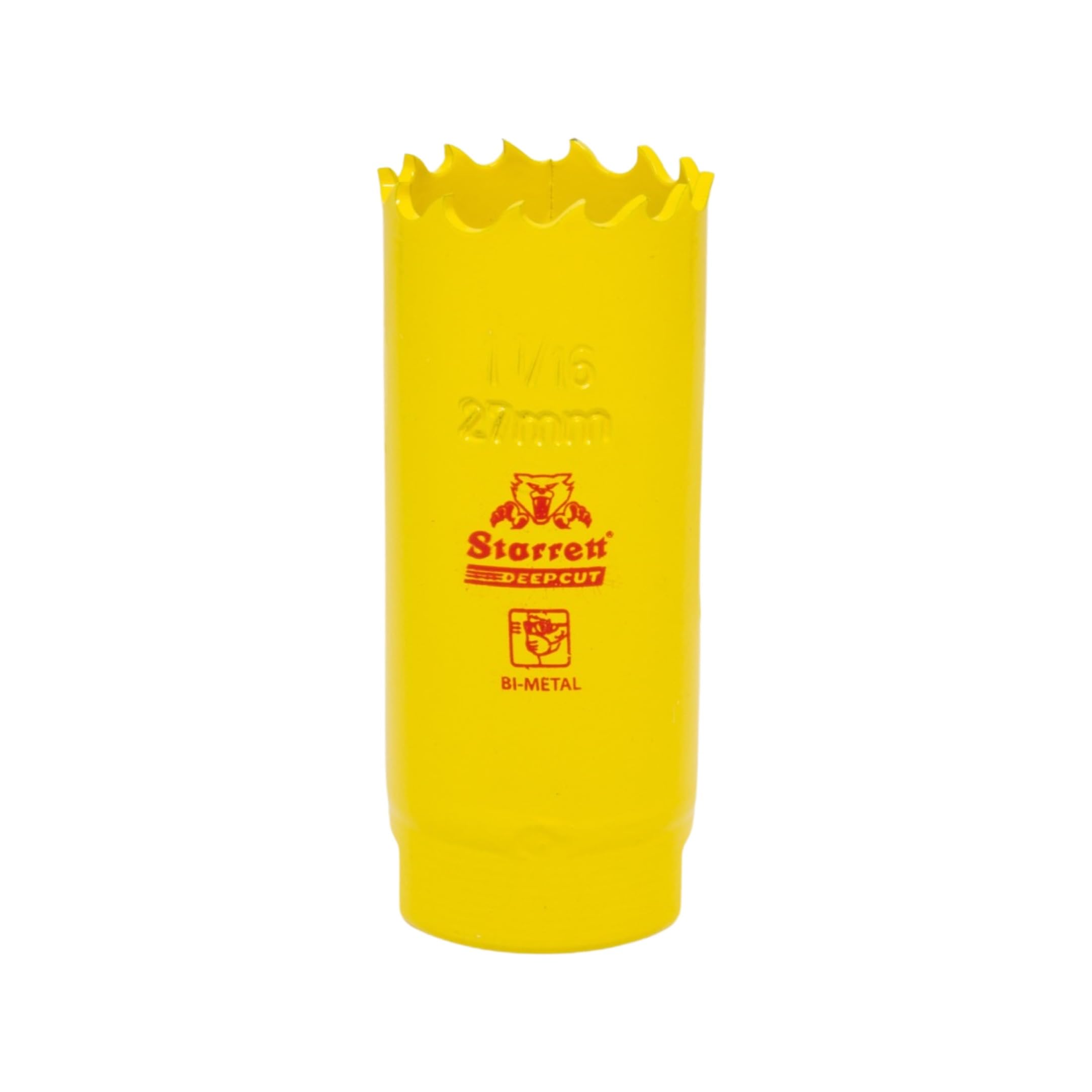 Starrett Deep Cut Hole Saw - DCH0116 Heavy Duty Bi-Metal with Extra Cobalt HSS Teeth - For Metals Wood Cast Iron Fibreglass Plastic Materials - 27mm