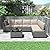 5 Piece Outdoor Patio Furniture Set with Coffee Table, Rattan Deck Conversation Sofa Set, All-Weather Sectional Rattan Sofa with Glass Top Coffee Table, Poolside, Garden, Porch, Grey + Earthy Gray