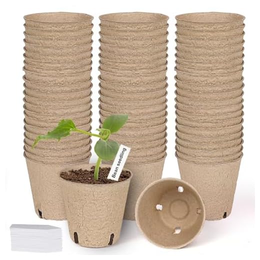 JNYONG 60 Packs 3.15 Inch Peat Pots,Biodegradable Pots for Seedlings with Drainage Holes, Garden Germination Nursery Pots with 50Pcs Plant Labels
