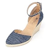 Verstellbarer Knöchelriemen White Mountain Damen Cisco Espadrille Sandalen, Blau (Dunkles Jeansblau), 39 EU