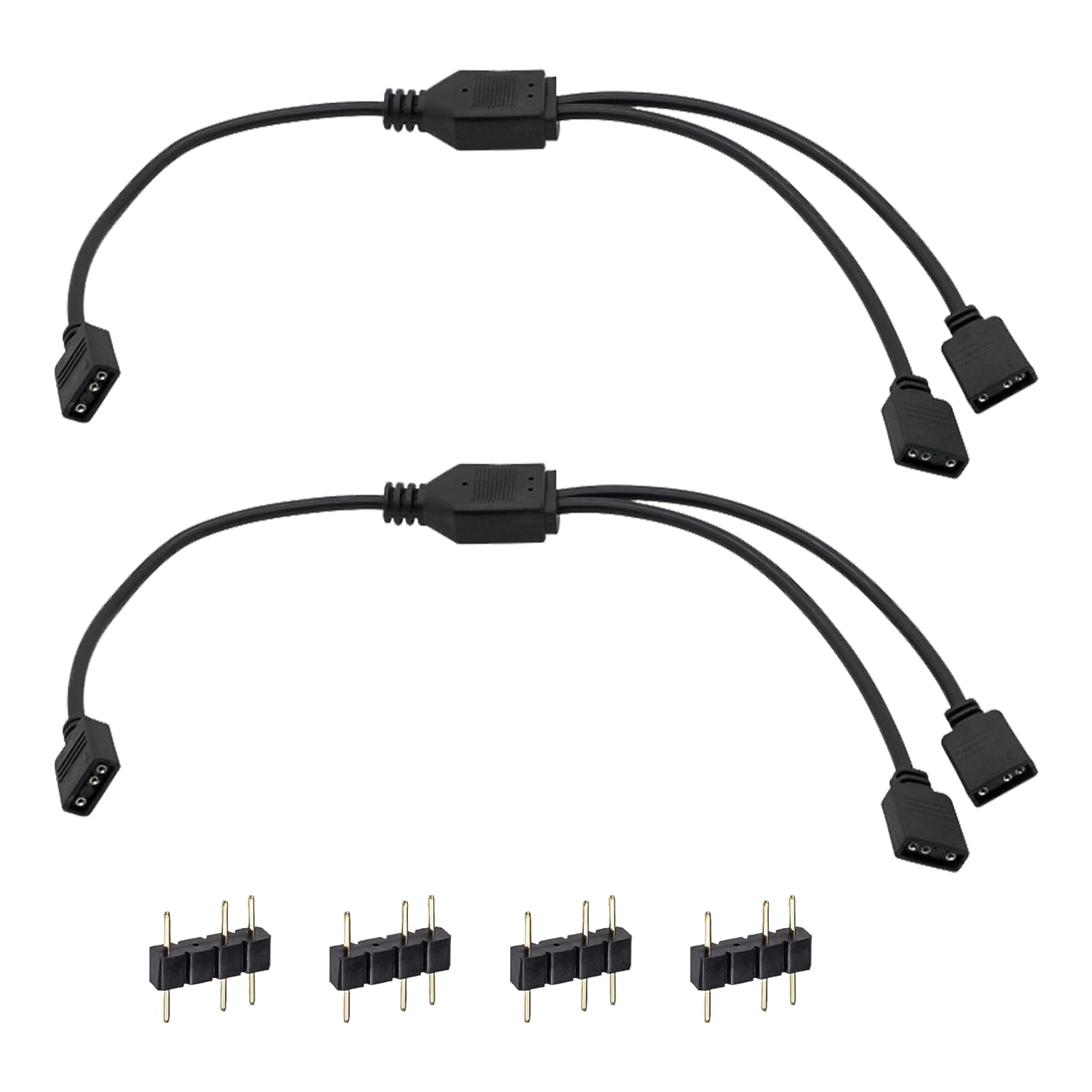 Câbles RGB PC 1 vers 2 Splitter ARGB 3 Pin 5V 30 cm avec Broches Mâles Extension Adressable pour Ventilateurs et Bandes LED
