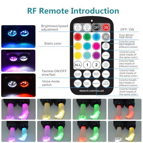 Image of Dual Color Twinkle Starlight Headliner Kit 1100 Piece Starry Night Star Lights Ceiling 2 Color RGBW Bluetooth App Control Music Mode Fiber Optic Lights for Car 13.1ft /4m