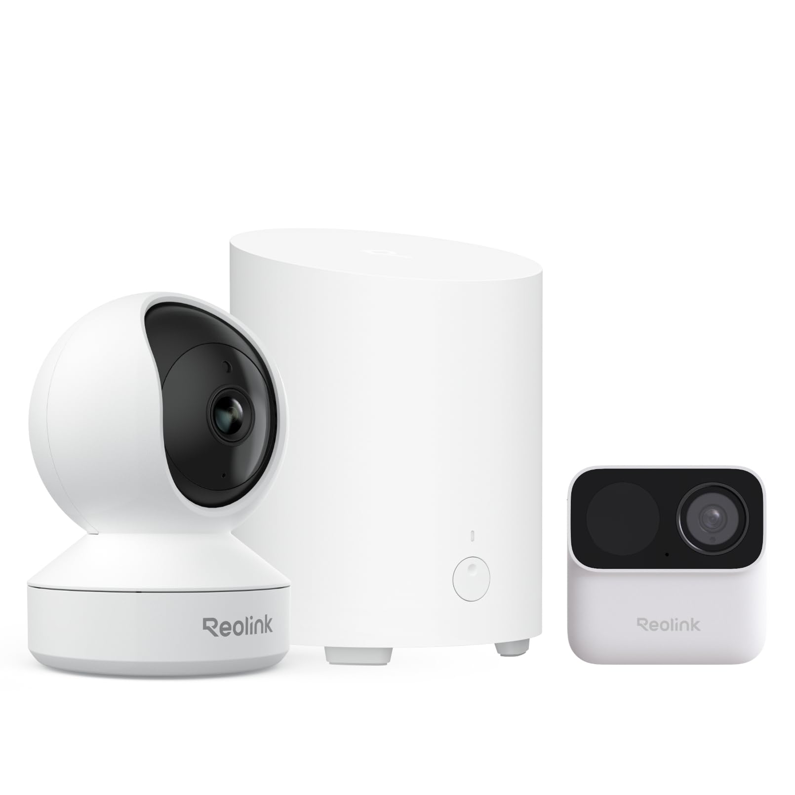 Reolink 4MP Telecamera Interno E1 & Argus MagiCam con Home Hub Mini, Centro di Sicurezza All-in-One, Archiviazione Locale, Vista 360°, Rilevamento IA Persona/Animali, WiFi 2,4/5GHz