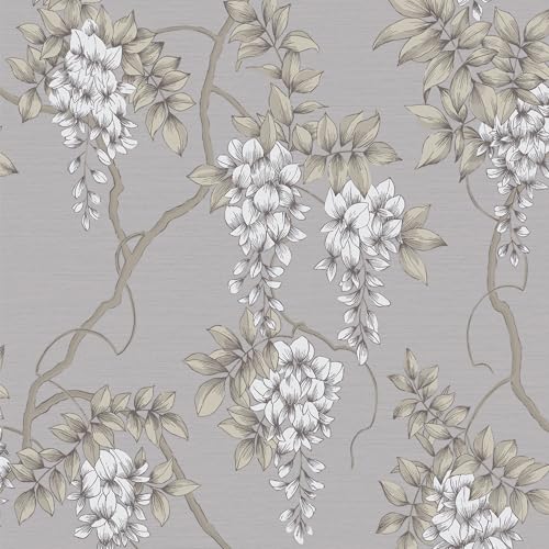 Superfresco Easy Mauve Wisteria Floral Wallpaper | Paste The Wall | Beige Floral | Eco-Friendly