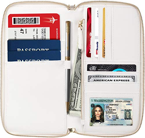 Image of Travel Document Organizer - RFID Passport Wallet Case Family Holder Id Wristlet