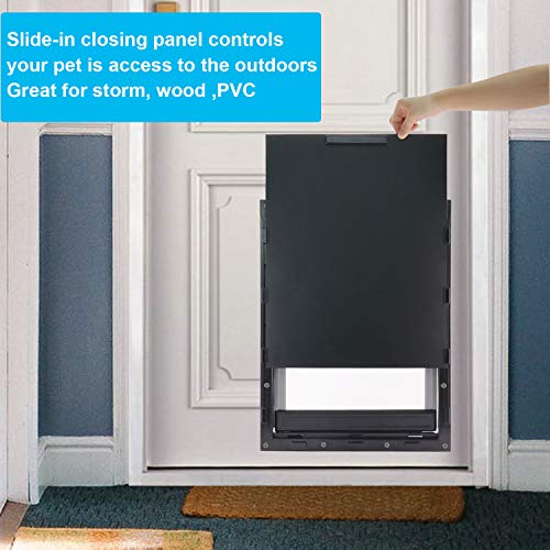 Ceesc Dog Door With Soft Transparent Magnetic Flap And Snap-In Closing Panel, Premium Pvc Plastic Pet Door For Small Medium Dogs And Puppies(L,Black) #TOP3