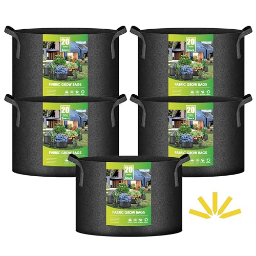 Contenedor de aireación iPower de 20 galones con asas para jardín negro pack de 5 2