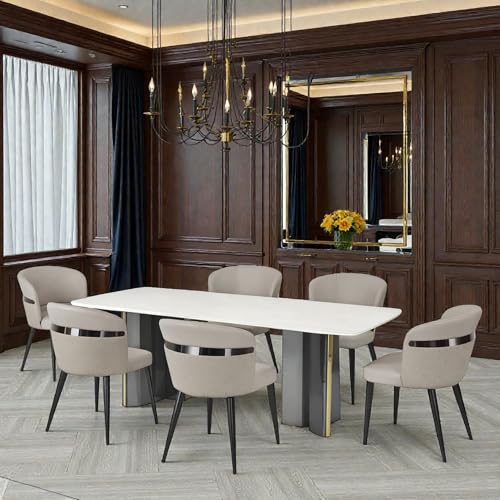 Image of The Attic Metro Chic 6 Seater Dining Set,Beige,Titanium & Cream,180Cms