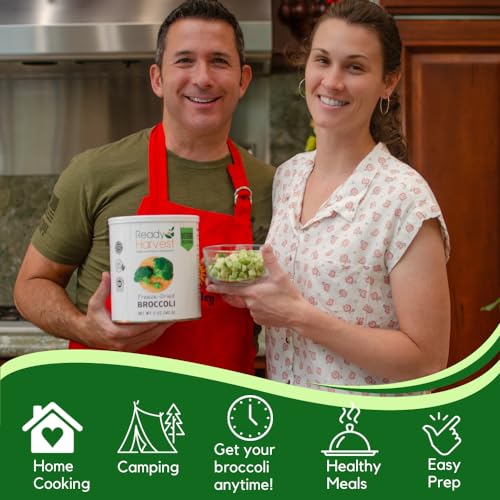 Ready Harvest Freeze-Dried Broccoli Florets Freeze-Dried Food Pantry Staples Survival Food Emergency Food Canned Vegetables Long-Term Food Supply Survival Food 25-Year Shelf Life #10 Can 5.9oz - Thumbnail 3