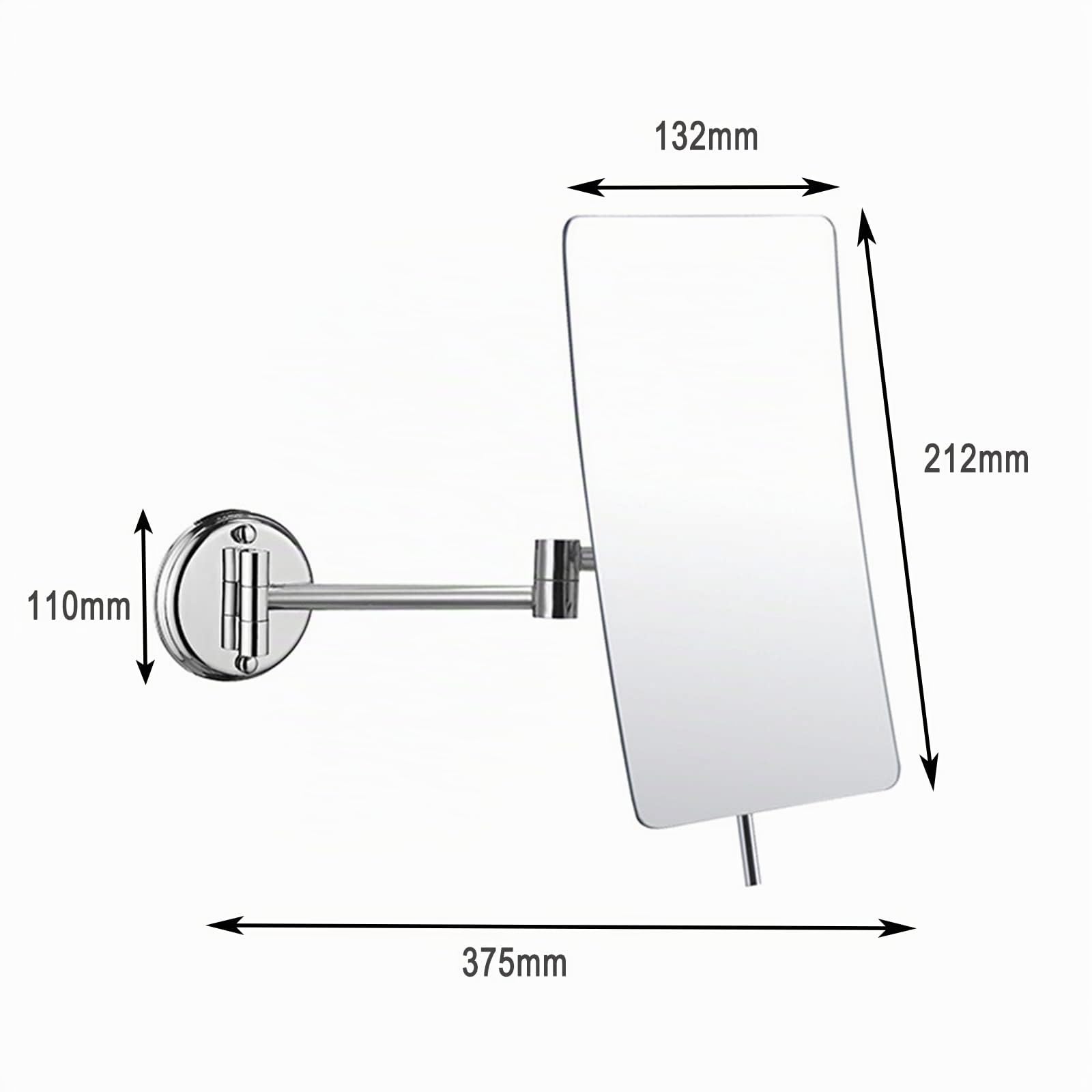 Miroir Maquillage Mural, Miroir Grossissant x3 Miroir Cosmétique Pliable Miroir de Rasage 360° Pivotant Mirroir Murale Simple Face Miroir Salle de Bain Rectangulaire, pour Maquillage