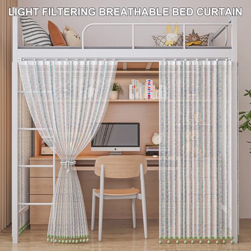 Cortinas de lino para litera lavable a máquina con rieles cómodos para somieres individuales 6
