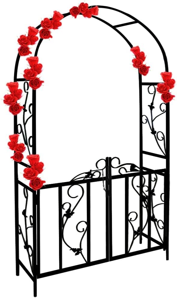 GARDEBRUK® Metal Garden Arch with Gate | Elegant Garden Ornaments Outdoor | Garden Decorations, Wedding Decorations & Room Decor | Frame for Climbing Plants | Durable Metal Construction — image 1