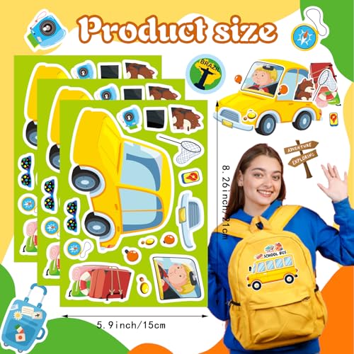 Image of Vehicle Stickers for Kids, Make a Face Sticker, Make Your Own Car Sticker | 24 Sheets Train, Airplane, Boat Stickers for Toddlers, Brithday Party Supplies Classroom Teacher Reward