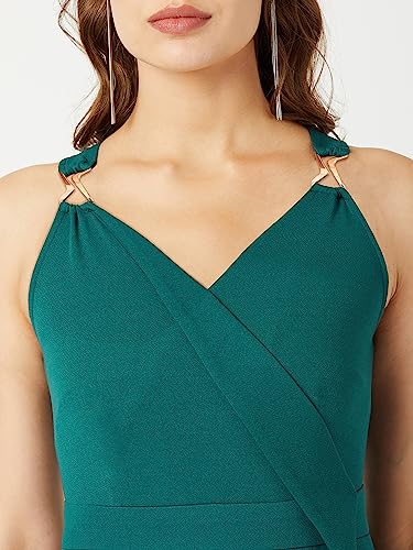 Image of Miss Chase Women's Halter Neck Sleeveless Solid Wide Leg Sequin Paneled Regular Length Jumpsuit
