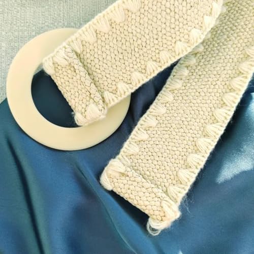 Women PP Straw Braided Elastic Belt Thread Deco Edge with Round Buckle4