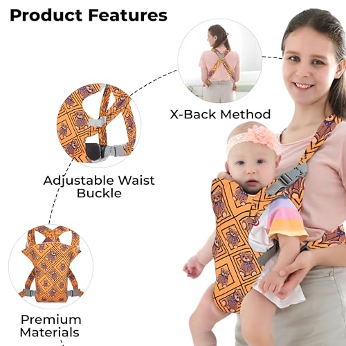 Image of Bembika Baby Carrier Newborn to Toddler with Multiple Positions Infant Carrier Soft Baby Holder Kangaroo Bag Sling Carrier All Seasons - Checkered Bear