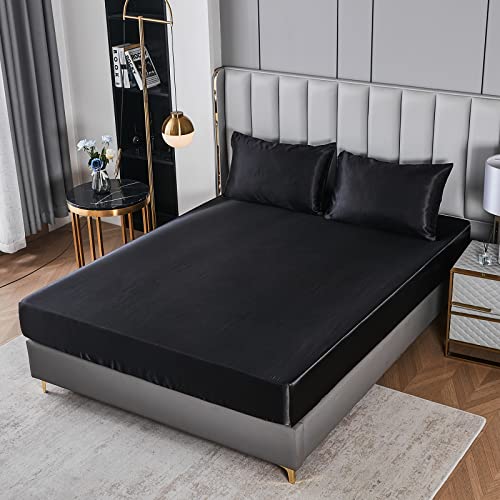 Parure de lit 7 pièces anti-plis en satin soyeux pour un confort complet - 8