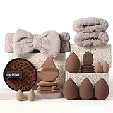 Multi-Shape Makeup Sponge Set | 20 Piece Beauty Puff Collection with Headband and Clean Sponge | Pink, Purple, Beige & Bright Sets | Face Blender Kit for Cream, Liquid & Powder | Aesthetic and Functional Makeup Tool (Brown, 20Pcs)