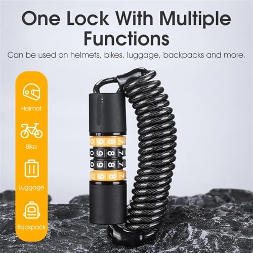Serrure portable à code en acier pour casque et vélo VTT jaune - 8
