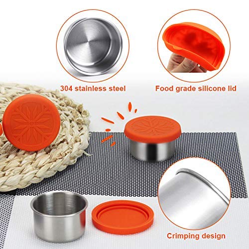 Stainless Steel Condiment Containers with Lids, 3 Pack Leak Proof Salad
