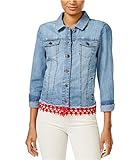 Tommy Hilfiger Womens Lace-Trim Jean Jacket, Blue, X-Small