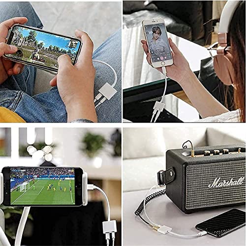 Headphone Adapter For Iphone [Apple Mfi Certified], 2 In 1 Lightning To 3.5Mm Aux Audio Dongle Charger Splitter For Iphone Accessories Compatible With Iphone 13/12/11/Xr/X/8/7, Support All Ios System #TOP6