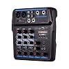 WanuigH Audio-mixer 4 kanalen audiomische BT USB-mengconsole met geluidskaart ingebouwde 48 V fantoomkracht Eenvoudige…