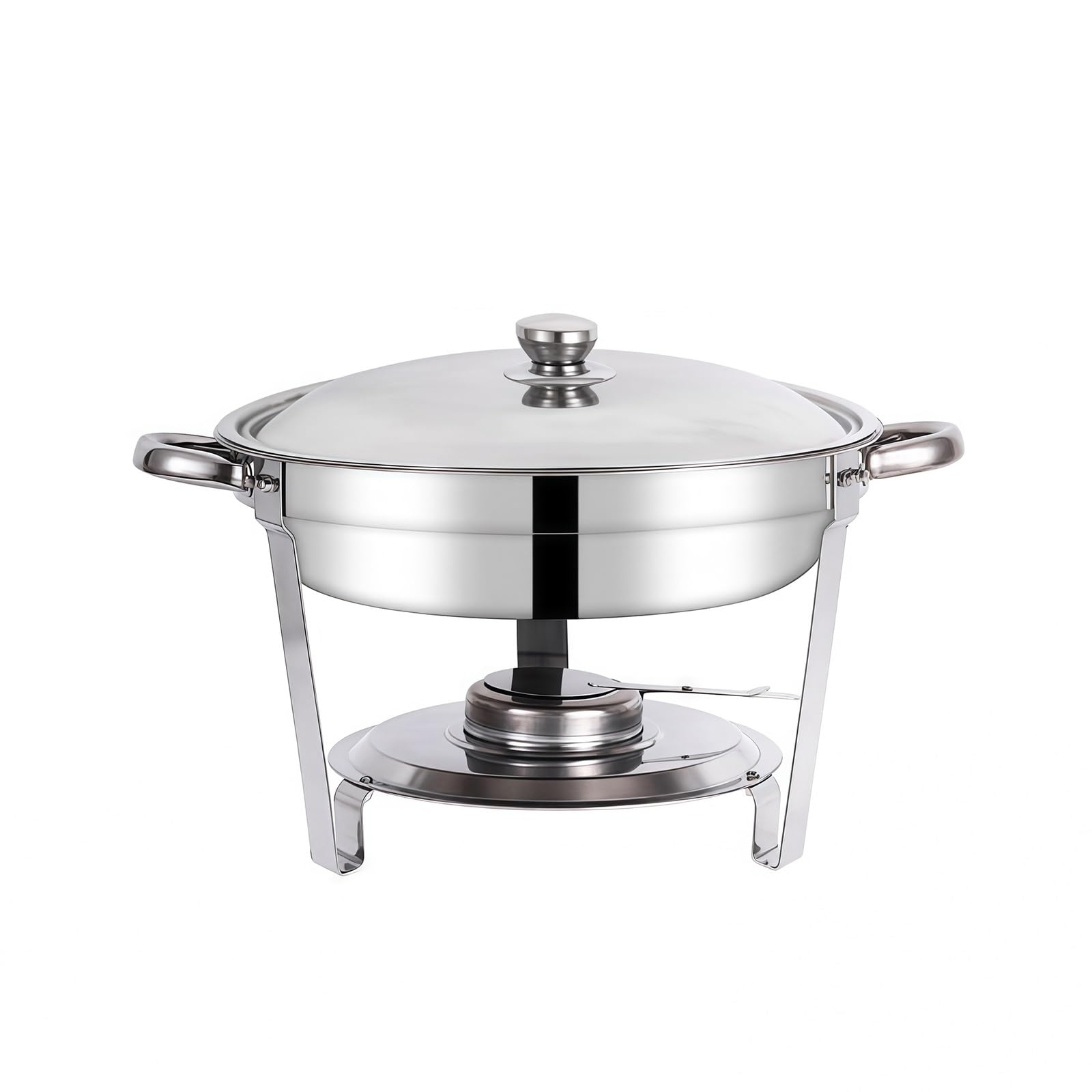Juego de platos de roce, calentadores de buffet de acero inoxidable con sartenes para alimentos y agua, tapas, soportes de combustible, servidores redondos para fiestas, bodas, cenas, solución
