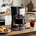 Programmable 12 Cup Drip Coffee Maker, Silver, Stainless Steel | Auto Brew, Keep Warm Function, Removable Filter Basket, Auto Shut-off, Clear Water Level Window,Two-Tone Silver & Black | Auto Brew, Keep Warm Function, Removable Filter Basket, Auto Sh
