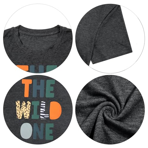 Image of Family Trips Matching Shirts : Wild One Print Tee Safari Animal Theme Parent-Child Outfit
