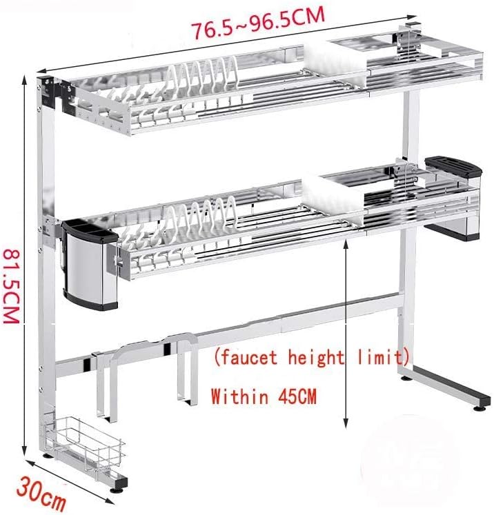 Dish Rack 304 Kitchen Supplies Stainless Steel Dish Rack Drain Rack Kitchen Rack Storage Rack Drying Rack Telescopic Dish Rack