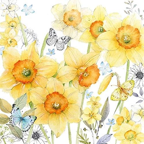 CraftyThings 4 x Paper Napkins - Classic Daffodils - Ideal for Decoupage/Napkin Art