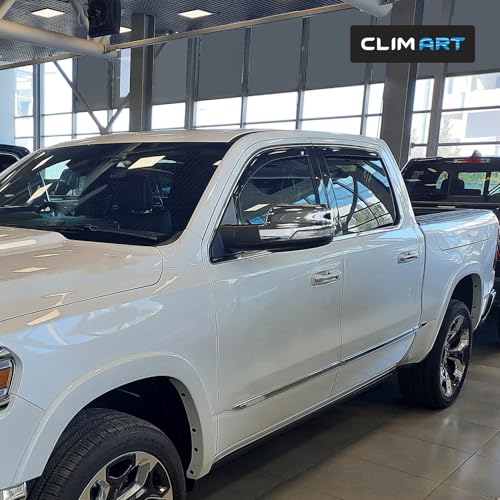 Image of CLIM ART in-Channel Incredibly Durable Rain Guards for Dodge Ram 1500 2019-2026 Crew Cab, Original Window Deflectors, Vent Window Visors, Vent Deflector, 4 pcs. - 619418