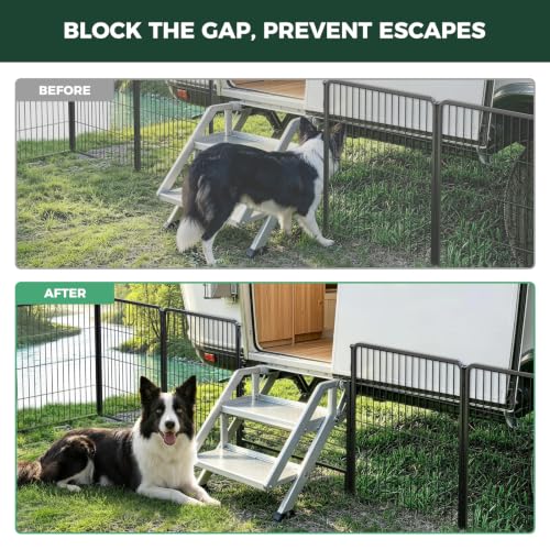 Image of FXW Rollick Dog Playpen with RV Step Grid for RV Camping, 32 inch H, 16 Panels