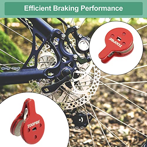 X AUTOHAUX 4 Pair Resin Disc Bike Brake Pads with Spring Leaf for Bicycle, Red - Image 4
