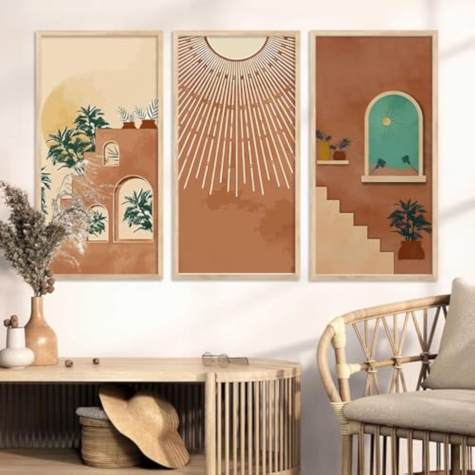 Boho Decorative Modern Wall Art Print With Frame