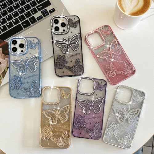 Coque iPhone 15 Pro Max idée cadeau fille strass brillant or - 4
