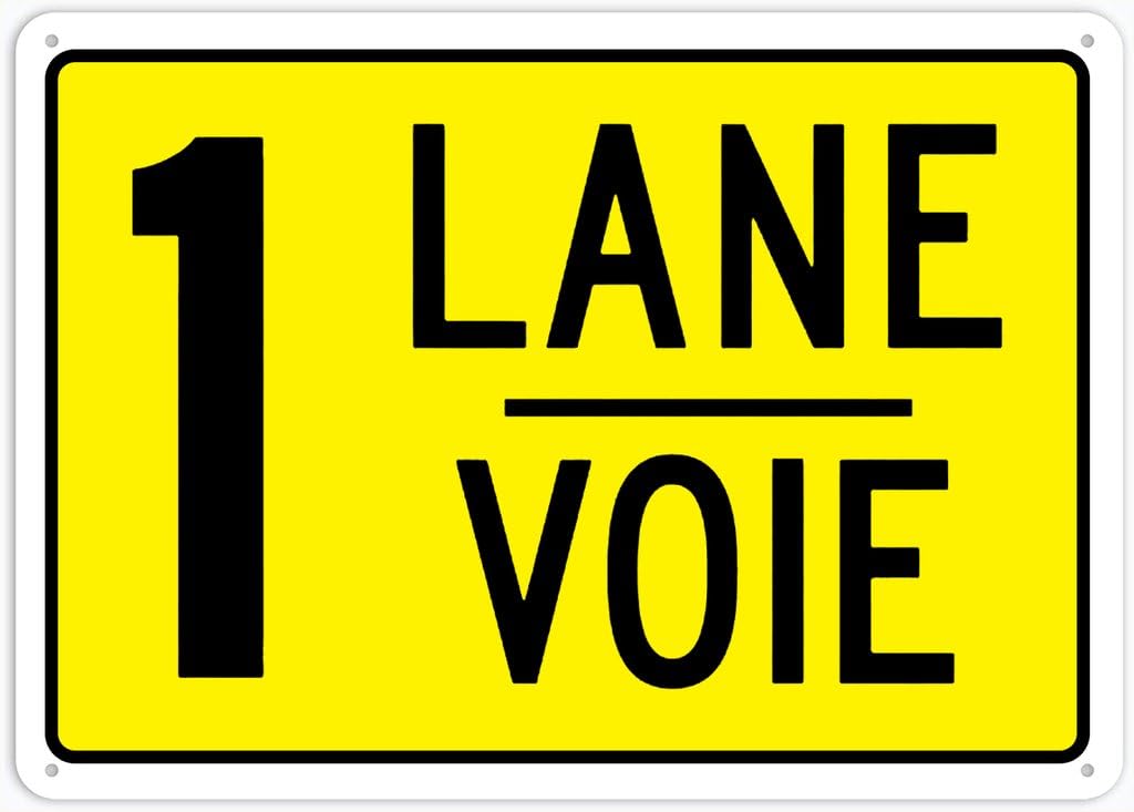 8"x12" Rust Free Aluminum Metal Sign - 1 Lane Voie - Weatherproof, Heavy Duty - For Home & Business