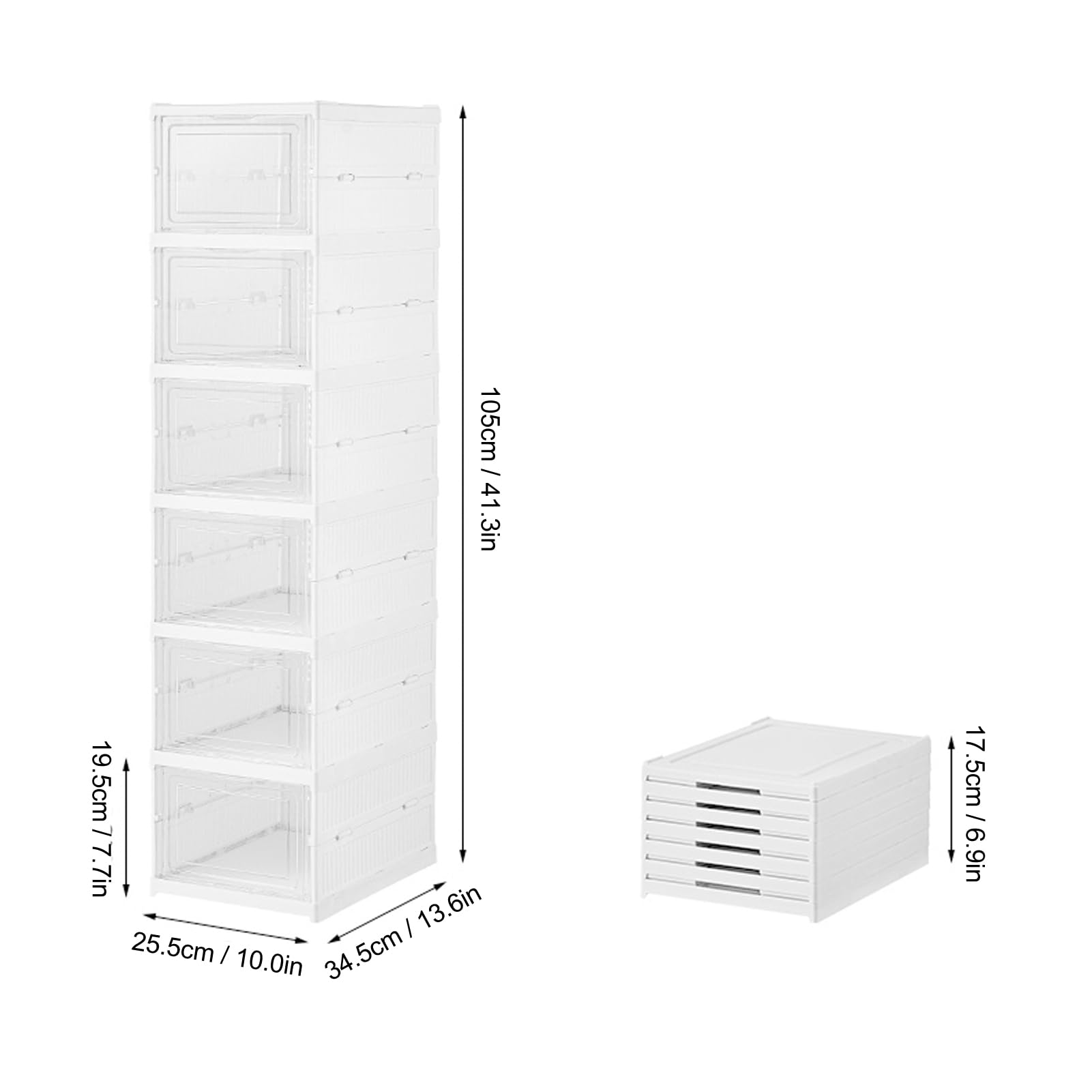 Cajas de Almacenamiento de Zapatos Plegables de Plástico Transparente Apilables, Organizador de Zapatos que Ahorra Espacio para Armario, Protección contra el Polvo con Puerta Frontal (6