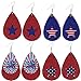 ABOOFAN 4 Paare Wassertropfenform Ohrringe Independence Day Flag Design Ohrstecker PU Leder Ohrstöpsel Doppelschicht Schmuck Pentagramm Dangler Dekor für Lady Girl ( Zufälliges Muster )