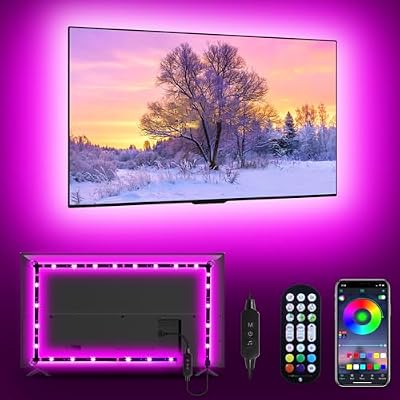 Daymeet LED Lights RGB Backlight, 16.4ft Strip for 65-85 inch TV Behind, Music Sync USB Bluetooth APP Remote Control Color Changing Light for Gaming Room